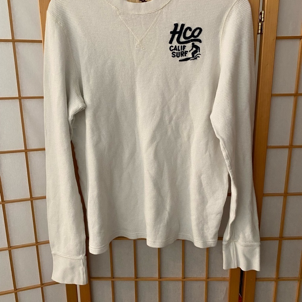 Hollister Mens Waffle Long Sleeve Thermal Shirt White Mens Size Small